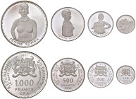 DAHOMEY Repubblica (1960-1975) Set di 4 monete da 100, 200, 500, 1000 Franchi 1971 - KM 1-4 AG
