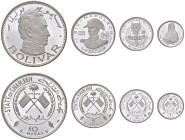 EMIRATI ARABI SHARJAH Set di 4 monete da 10, 5, 2, 1 Riyals 1970 - KM 2, 3, 4, 5 AG