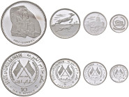 EMIRATI ARABI UMM AL-QAWAIN Set di 4 monete da 10, 5, 2, 1 Riyals 1970 - KM 2, 3, 4, 5 AG