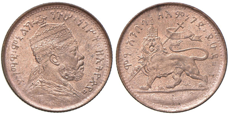 ETIOPIA Menelik II (1889-1913) 1/32 di Birr EE 1889 (1897) - KM 10 CU Zecca di A...