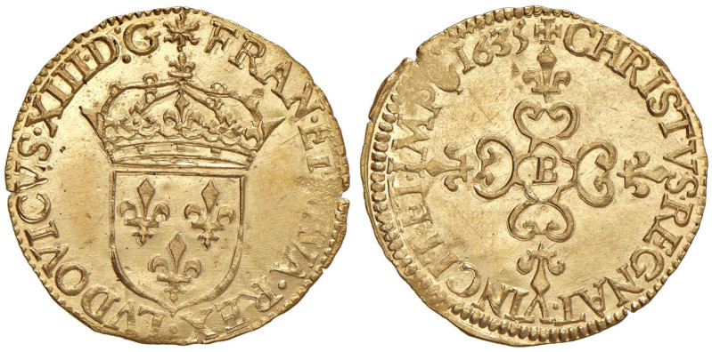 FRANCIA Luigi XIII (1610-1643) Scudo d'oro 1635 Rouen - Gad. 55 AU (g 3,34) Esem...