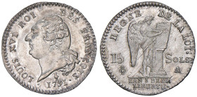 FRANCIA Luigi XVI Costituzione (1791-1792) 15 Sols 1791 A - Gad. 36 AG (g 5,01) Graffietti di conio.