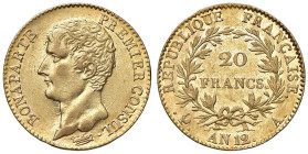 FRANCIA Napoleone primo console (1799-1804) 20 Franchi An. 12 A - Gad. 1021 AU (g 6,44) Esemplare di gran lunga sopra la media.