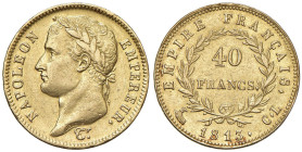 FRANCIA Napoleone I (1804-1814) 40 Franchi 1813 CL Genova - Gig. 9 AU (g 12,86) R Graffietto sul collo.