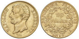 FRANCIA Napoleone I (1804-1814) 20 Franchi An. 12 A - Gad. 1021 AU (g 6,39)
