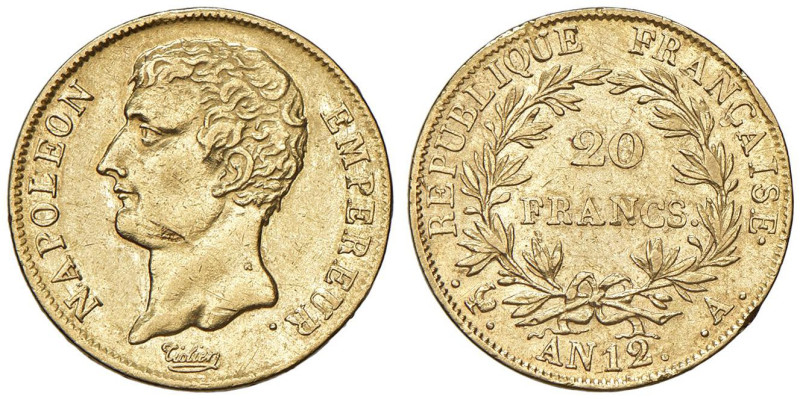 FRANCIA Napoleone I (1804-1814) 20 Franchi An. 12 A - Gad. 1021 AU (g 6,43) 

...