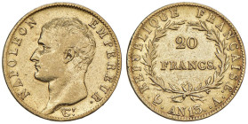 FRANCIA Napoleone I (1804-1814) 20 Franchi An. 13 A - Gad. 1022 AU (g 6,41)