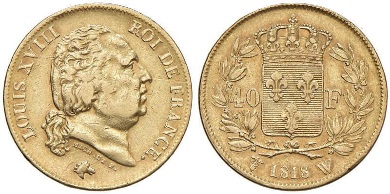 FRANCIA Luigi XVIII (1815-1824) 40 Franchi 1818 W - Gad. 1092 AU (g 12,81)

St...