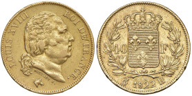 FRANCIA Luigi XVIII (1815-1824) 40 Franchi 1822 H - Gad. 1092 AU (g 25,37) RR Solamente 611 esemplari coniati.