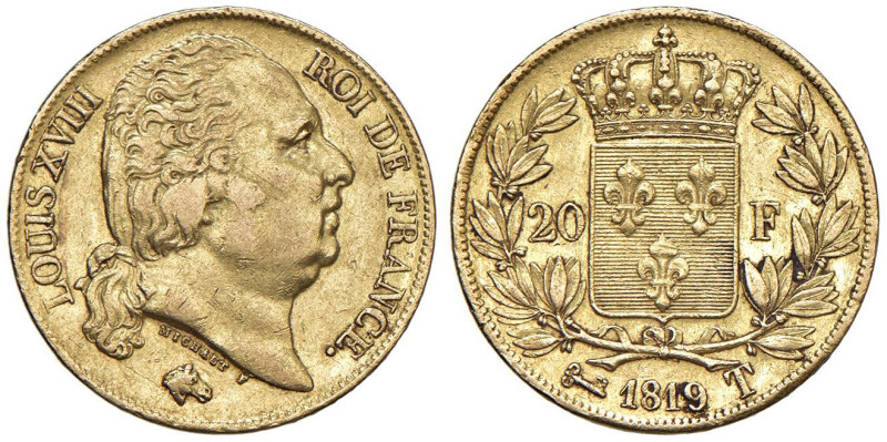 FRANCIA Luigi XVIII (1815-1824) 20 Franchi 1819 T - Gad. 1026 AU (g 6,45)

Sta...