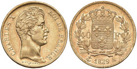 FRANCIA Carlo X (1824-1830) 40 Franchi 1829 A - Gad. 1105 AU (g 12,91)