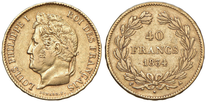 FRANCIA Luigi Filippo I (1831-1839) 40 Franchi 1834 A - Gad. 1106 AU (g 12,88)
...