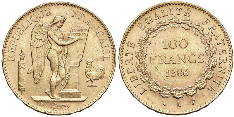 FRANCIA Terza repubblica (1871-1940) 100 Franchi 1886 A - Gad. 1137 AU (g 32,27)...