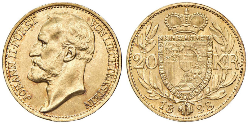 LIECHTENSTEIN Johann II (1858-1929) 20 Kronen 1898 - KM 6; Fried. 12 AU (g 6,78)...