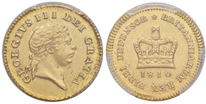 REGNO UNITO Giorgio III (1760-1820) Terzo di Guinea 1810 - SPINK 3740 AU In slab...