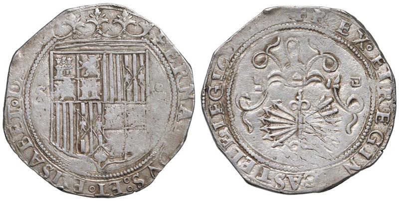 SPAGNA Ferdinando e Isabella (1474-1505) Siviglia - 4 Reales - Cal. 564 AG (g 13...