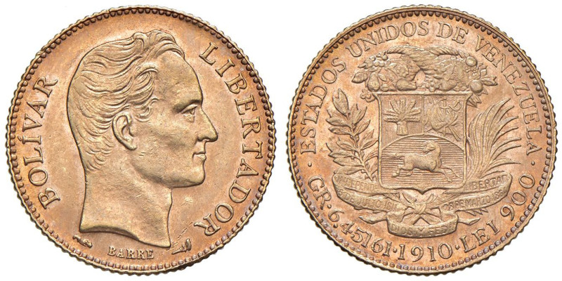 VENEZUELA (1864-1953) 20 Bolivares 1910 - Y 32 AU (g 6,45)

Status: SPL