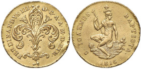 FIRENZE Ferdinando III Lorena (1791-1824) Ruspone 1816 - Gig. 12 AU (g 10,45) NC Da montatura.