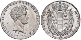 FIRENZE Leopoldo II di Lorena (1824-1859) Mezzo francescone 1829 - MIR 450/3 AG (g 13,71) R Esemplare di superba qualità, dai rilievi intonsi e metall...