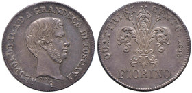 FIRENZE Leopoldo II di Lorena (1824-1859) Fiorino 1843 - Gig. 37 AG NC Periziata da Cavaliere F. come "FDC".