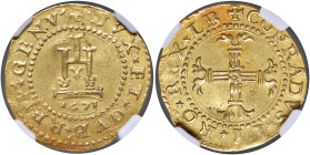 GENOVA Dogi biennali II fase (1541-1637) Mezza doppia 1571 LB - MIR 209/8 AU R In slab NGC n° 2135139-039, TOP POP.