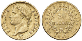 GENOVA Napoleone I (1804-1814) 20 Franchi 1813 CL - Gig. 19 AU (g 6,44) RR