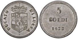 LUCCA Carlo Luidovico di Borbone (1824-1847) 5 Soldi 1833 - Gig. 7a MI (g 2,68) R