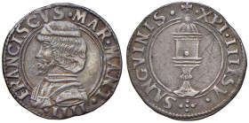 MANTOVA Francesco II Gonzaga (1484-1519) Mezzo testone - MIR 419 AG (g 3,75) RR Piccoli graffietti nel campo.