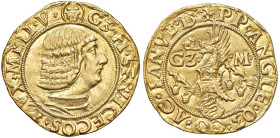 MILANO Galeazzo Maria Sforza (1466-1476) Ducato - MIR 200/6 AU (g 3,49) RR Leggermente ribattuto nelle legende. Proveniente dall'asta NAC 118 del 05/1...
