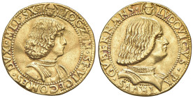 MILANO Gian Galeazzo Maria Sforza reggenza Ludovico Maria Sforza (1476-1494) Doppio ducato - MIR 219 AU (g 6,88) RRRR  Moneta di estrema rarità. Prove...