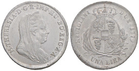 MILANO Maria Teresa d'Austria (1740-1780) Lira 1779 - MIR 437/2 AG Periziata da Emilio Tevere come "qFDC".