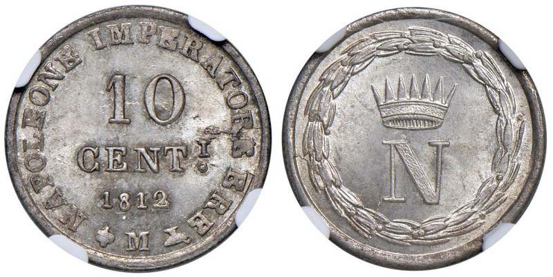 MILANO Napoleone I (1805-1814) 10 Centesimi 1812 - Gig. 201 MI In slab NGC n° 66...