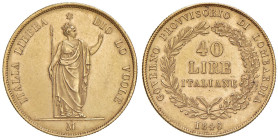 MILANO Governo provvisorio della Lombardia (1848) 40 Lire 1848 - Gig. 1 AU (g 12,90) R