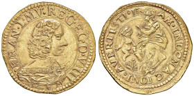 MODENA Francesco I d'Este (1629-1658) Quadrupla sigla G F M MIR 739/3 AU (g 13,06) RRR Bell'esemplare dal modulo largo e ben centrato.