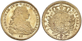 NAPOLI Ferdinando IV di Borbone (1759-1799) 6 Ducati 1768 BP - Gig. 15e AU (g 8,82) R Ottimo esemplare dal metallo lucente. Rara variante, "HISPAIAR" ...