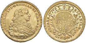 NAPOLI Ferdinando IV di Borbone (1759-1799) 6 Ducati 1776 - Nomisma 379 AU (g 8,81) R Interessante e rara variante con "HIPANIAR" al R/ al posto di "H...