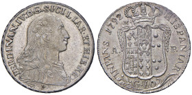 NAPOLI Ferdinando IV di Borbone (1759-1799) Mezza piastra 1792 - Nomisma 480 AG (g 13,71) RR Esemplare di altissima conservazione, non circolato e con...