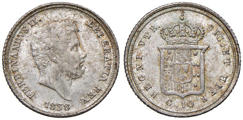 NAPOLI Ferdinando II di Borbone (1830-1859) 10 Grana 1838 - Nomisma 1052 AG (g 2...