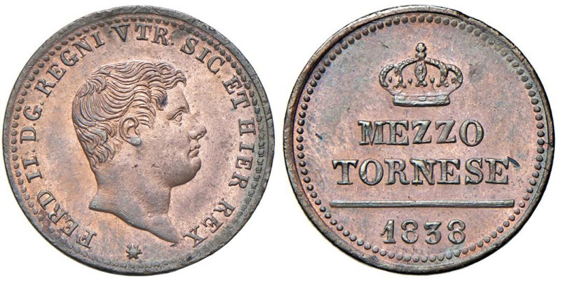 NAPOLI Ferdinando II di Borbone (1830-1859) Mezzo tornese 1838 - Nomisma 1262 CU...