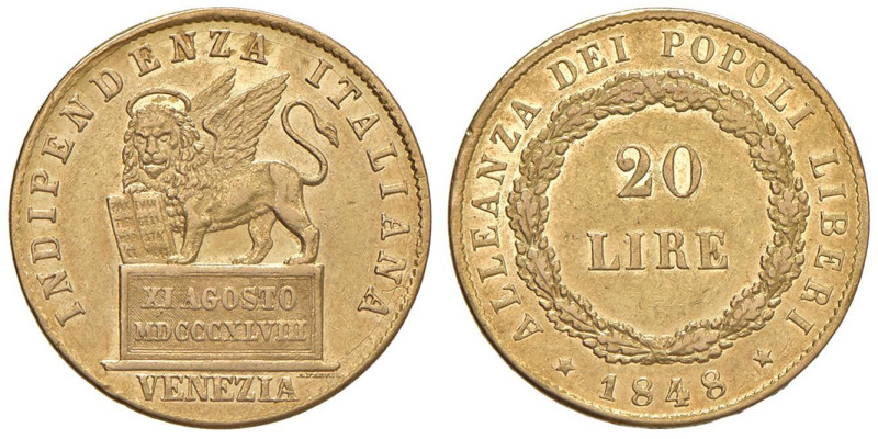 VENEZIA Governo provvisorio di Venezia (1848-1849) 20 Lire 1848 - Gig. 1 AU (g 6...