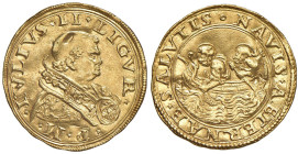 Giulio II (1503-1513) Doppio fiorino da camera - Munt. 4 AU (g 6,78) RRR Rarissima moneta, lievi colpetti non deturpanti. Ex Asta NAC 142 del 17/11/23...