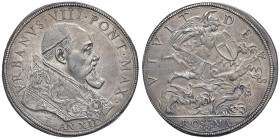 Urbano VIII (1623-1644) Piastra An. XII - Munt. 37 AG (g 31,10) RR Esemplare di ottima qualità, con una bella e delicata patina. Proveniente dall'asta...