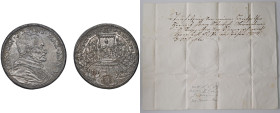 Innocenzo XII (1691-1700) Piastra 1696 An. VI - Munt. 21 AG (g 32,03) RR Incisore Ferdinand de Saint Urban "S.V.". Esemplare di qualità eccezionale, d...