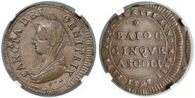 Pio VI (1775-1799) Ascoli - Madonnina 1797 An. XXIII - Munt. 151 CU RR In slab TOP POP miglior esemplare certificato NGC n° 5883928-013.