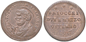 Pio VI (1775-1799) Viterbo - Sampietrino 1796 - Munt. 425 CU (g 15,18) Zone di rame rosso. Esemplare di grande qualità, molto raro per questa zecca. I...