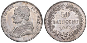 Gregorio XVI (1831-1846) 50 Baiocchi 1843 An. XIII - Munt. 9c AG (g 13,44) R Pulita.