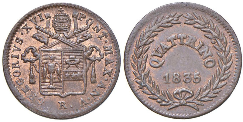 Gregorio XVI (1831-1846) Quattrino 1835 An. V - Munt. 21 CU (g 1,99) 

Status:...