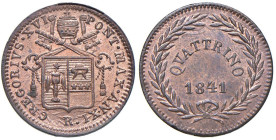 Gregorio XVI (1831-1846) Quattrino 1841 An. XI - Munt. 21d CU (g 2,03)