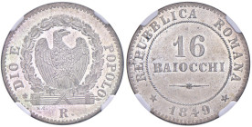Seconda repubblica romana (1848-1849) 16 Baiocchi 1849 - Munt. 2 MI In slab NGC n° 6635368-012.