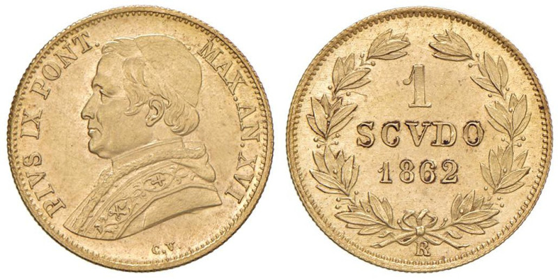 Pio IX (1846-1878) Scudo 1862 An. XVI - Munt. 8e AU (g 1,74) R Minimi hairlines....